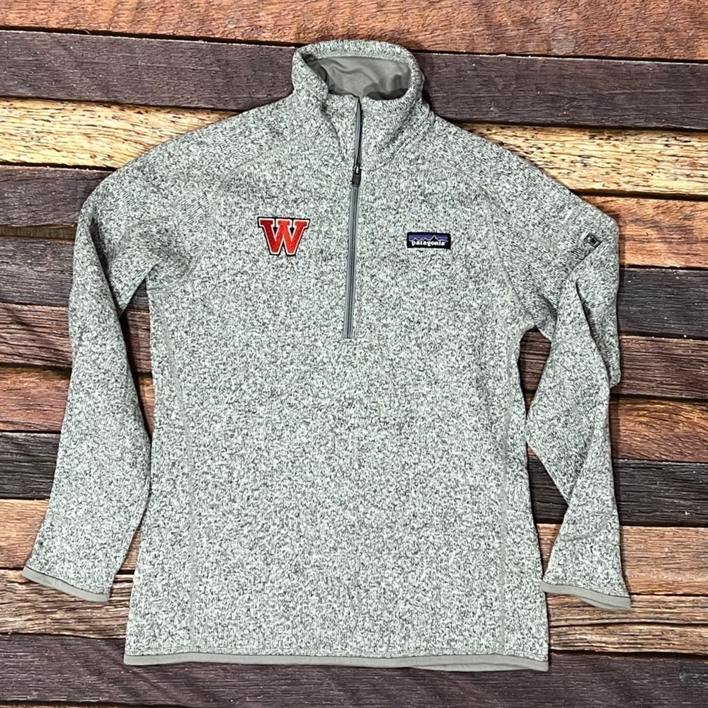 Patagonia Gray Better Sweater 1/4 Zip Up Fleece Jacket School Logo Womens